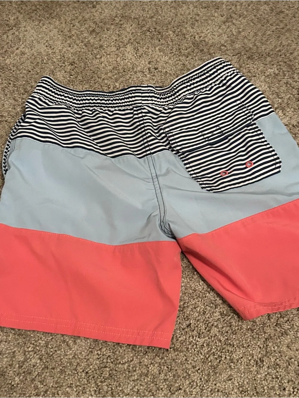 Vineyard Vines Kids Colorblock Swim Trunks - Navy, Light Blue, Coral